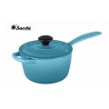 Iron handle Cast Iron Enamel Coating Sauce Pot with lid